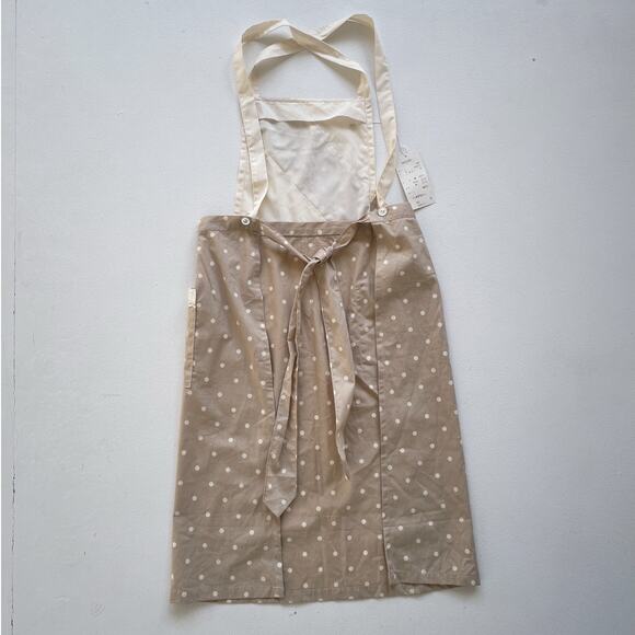 Vintage 1980s Beige Polkadot Ruffle Apron / Made in Japan / NWT Coquette - Picture 2 of 9